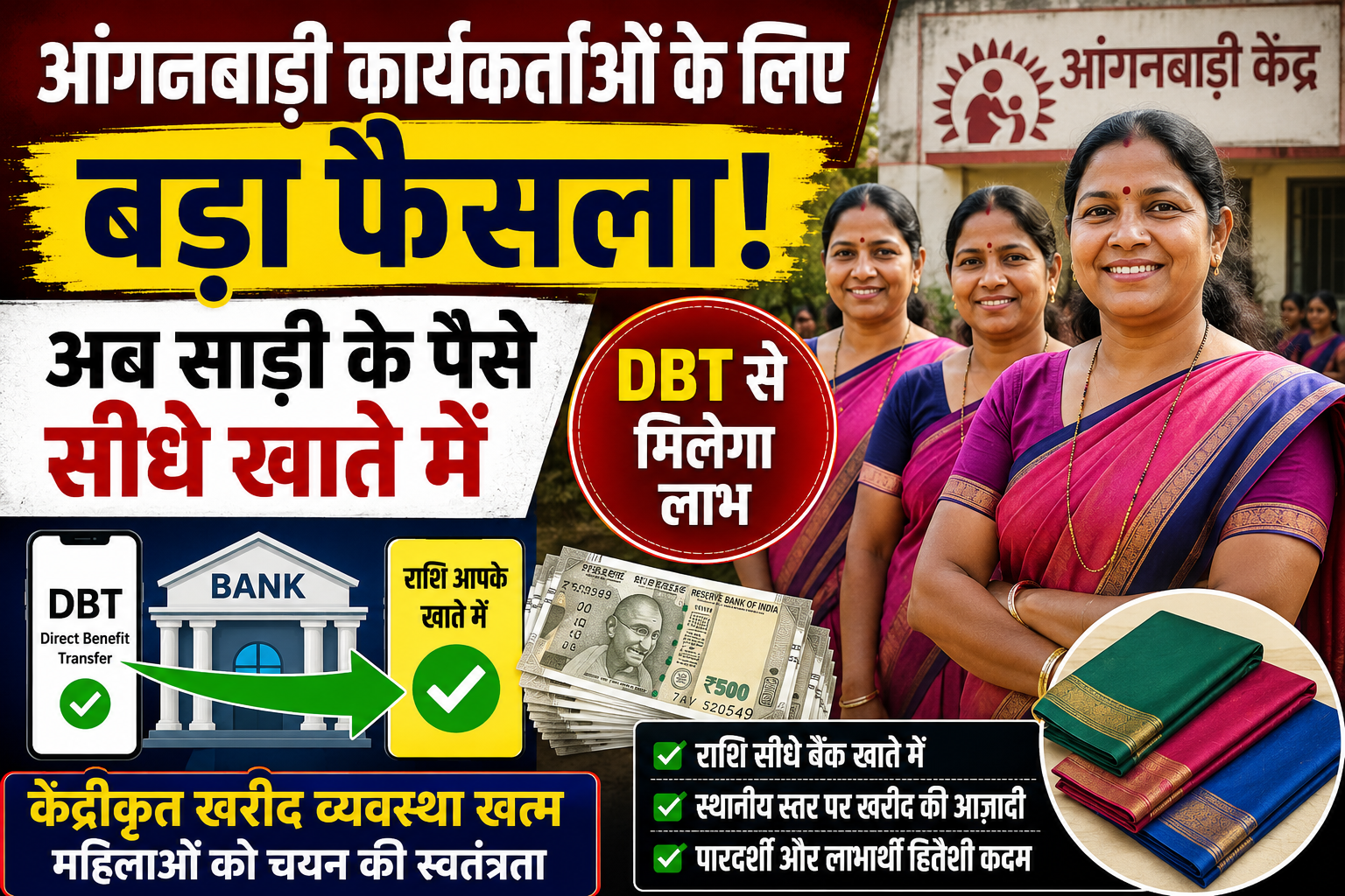 आंगनबाड़ी कार्यकर्ताओं के लिए साय सरकार का बड़ा फैसला, अब सीधे खाते में आएगी साड़ी खरीद की राशि