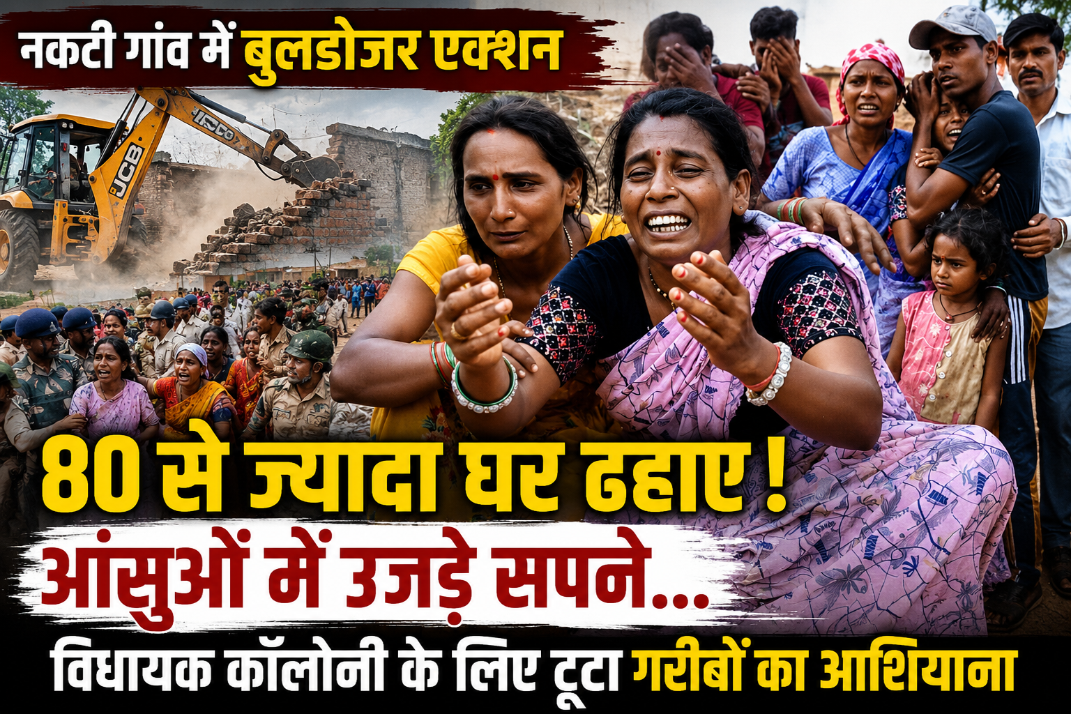 नकटी में चला बुलडोजर, विधायक कॉलोनी के लिए 80 से ज्यादा घर ढहाए… ग्रामीणों का विरोध, पुनर्वास पर सियासत तेज
