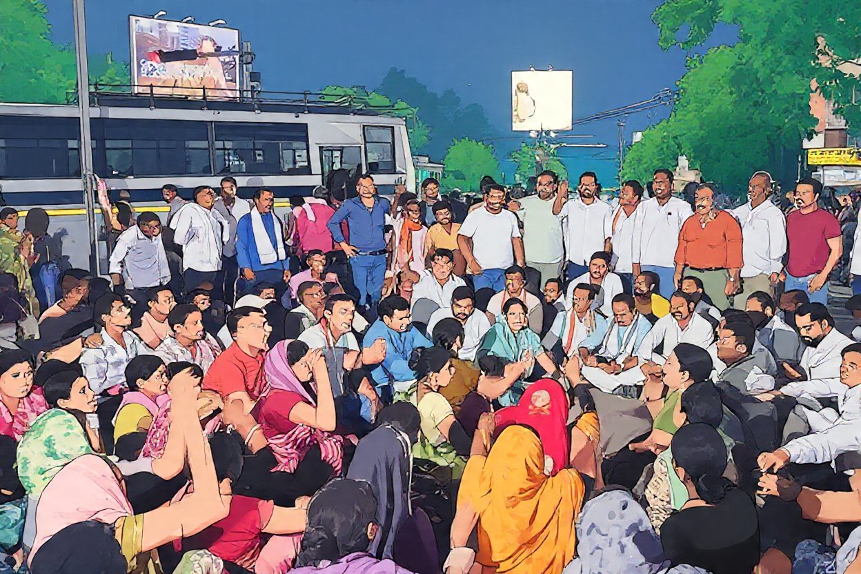 नकटी बुलडोजर कार्रवाई पर बवाल, पुनर्वास की मांग को लेकर ग्रामीणों का प्रदर्शन जारी